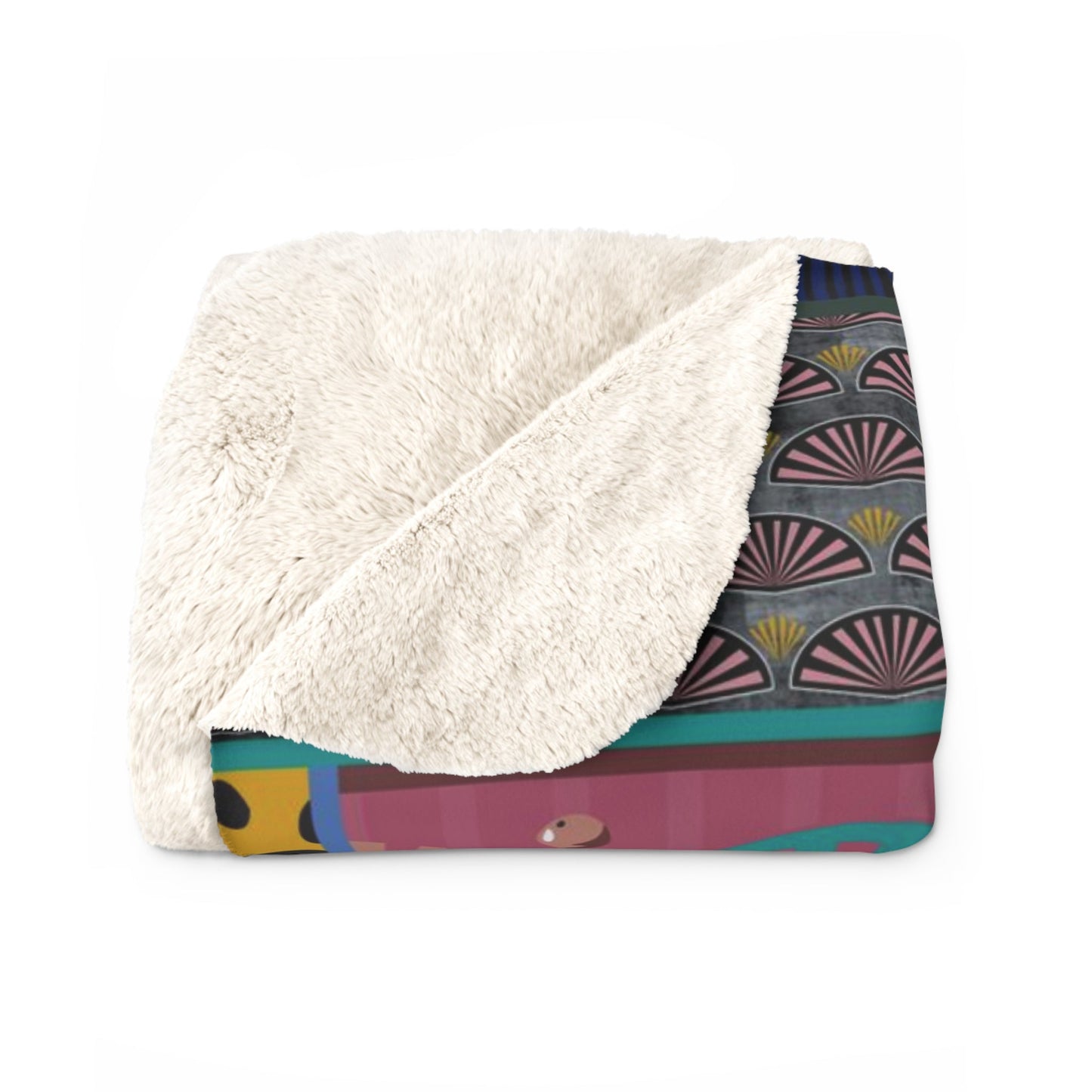 Peacock Palace plush sherpa blanket