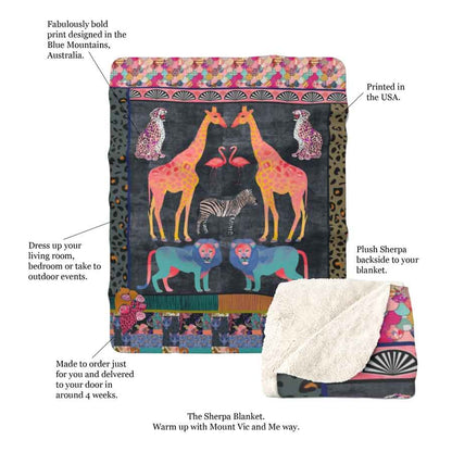 Festival Dreaming Leopards sherpa blanket