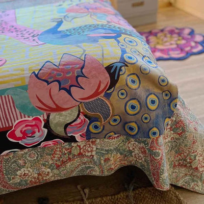 Peacock Palace plush sherpa blanket